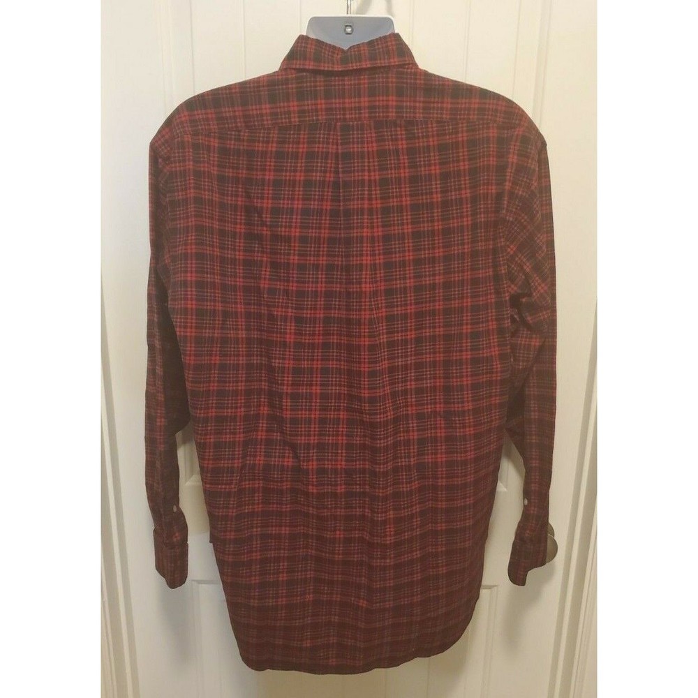 Polo Ralph Lauren Blake Fit Red Black Plaid Two-Ply Cotton Long Sleeve Shirt L - Picture 2 of 4